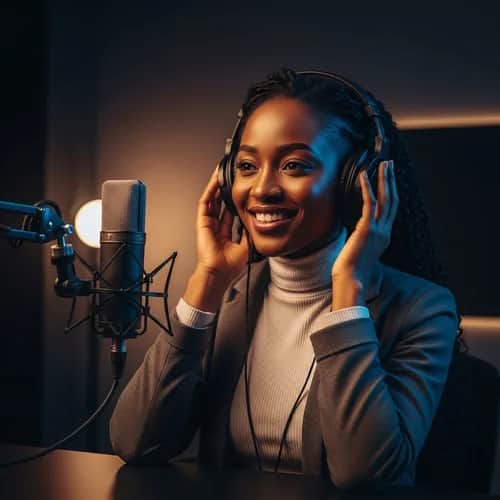 Helle, freundliche englische weibliche KI-Stimme für Kundenservice & Helpdesks – KI-Stimme für TikTok & YouTube auf Vocallab