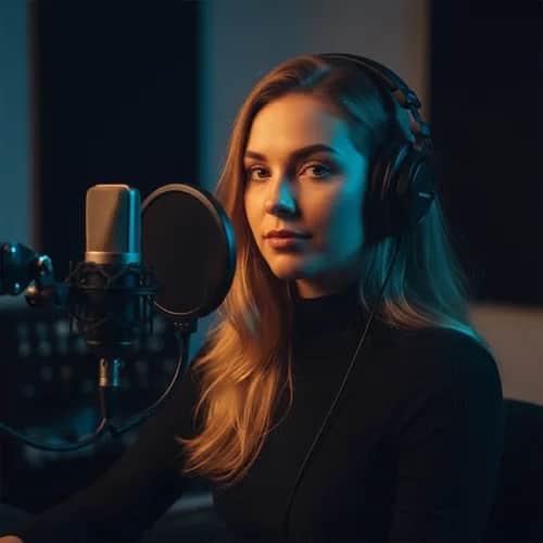 Expressive weibliche KI-Stimme für Voiceovers & Narration – KI-Stimme für TikTok & YouTube auf Vocallab